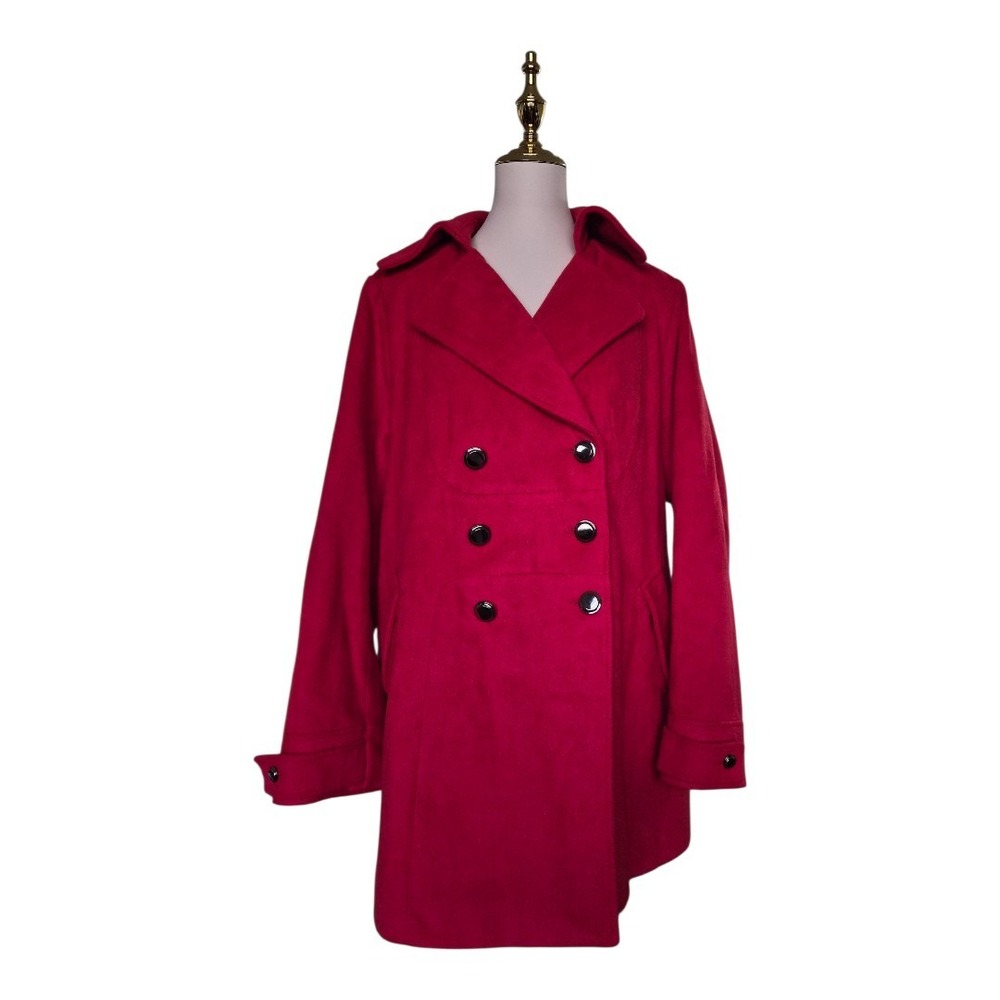 Lane Bryant Double-Breasted Wool Blend Peacoat Coat Red 14/16 NWT